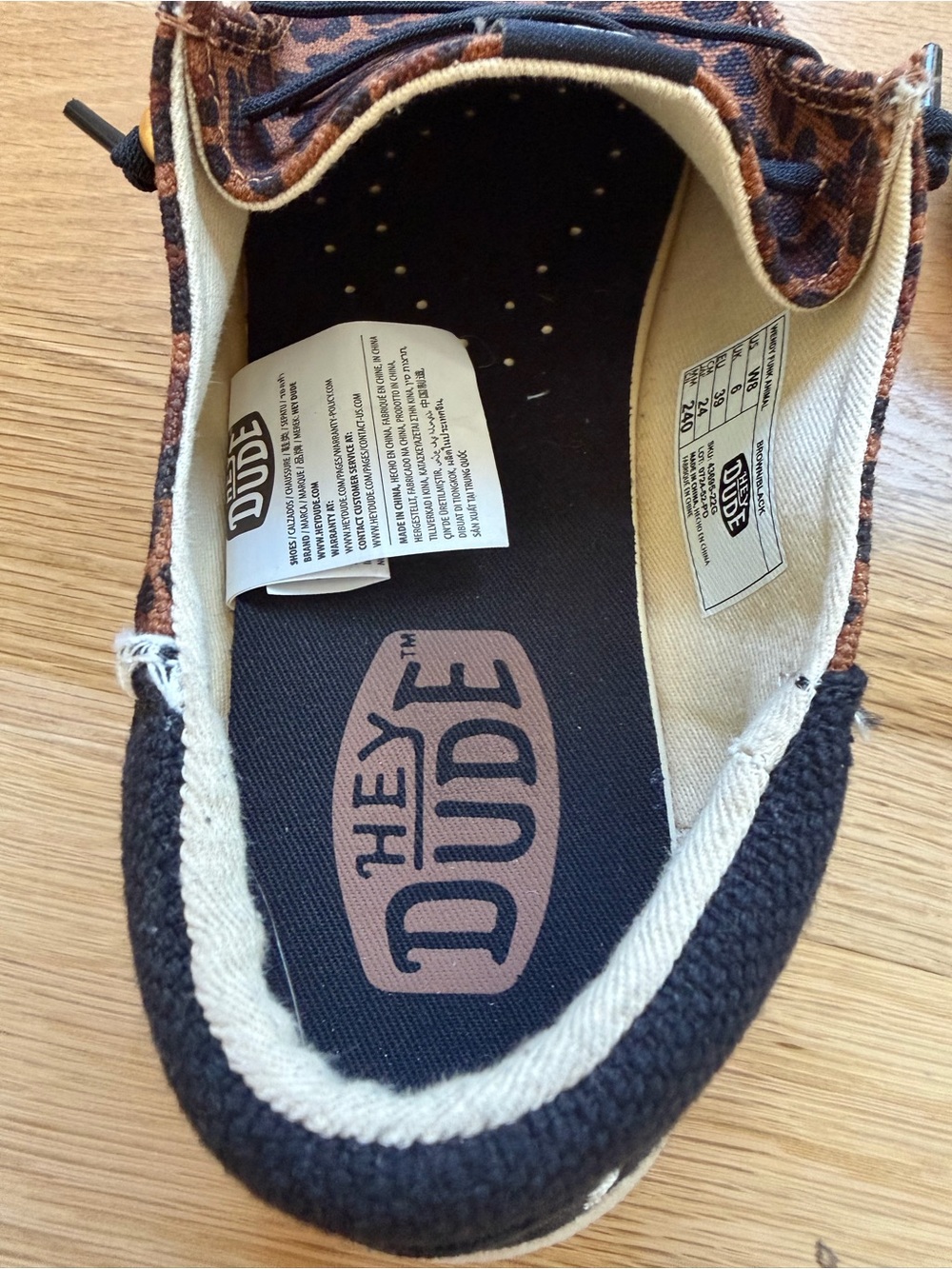 Hey Dude Woman’s Leopard Print Slip-Ons in Brown and Black - Picture 9 of 11